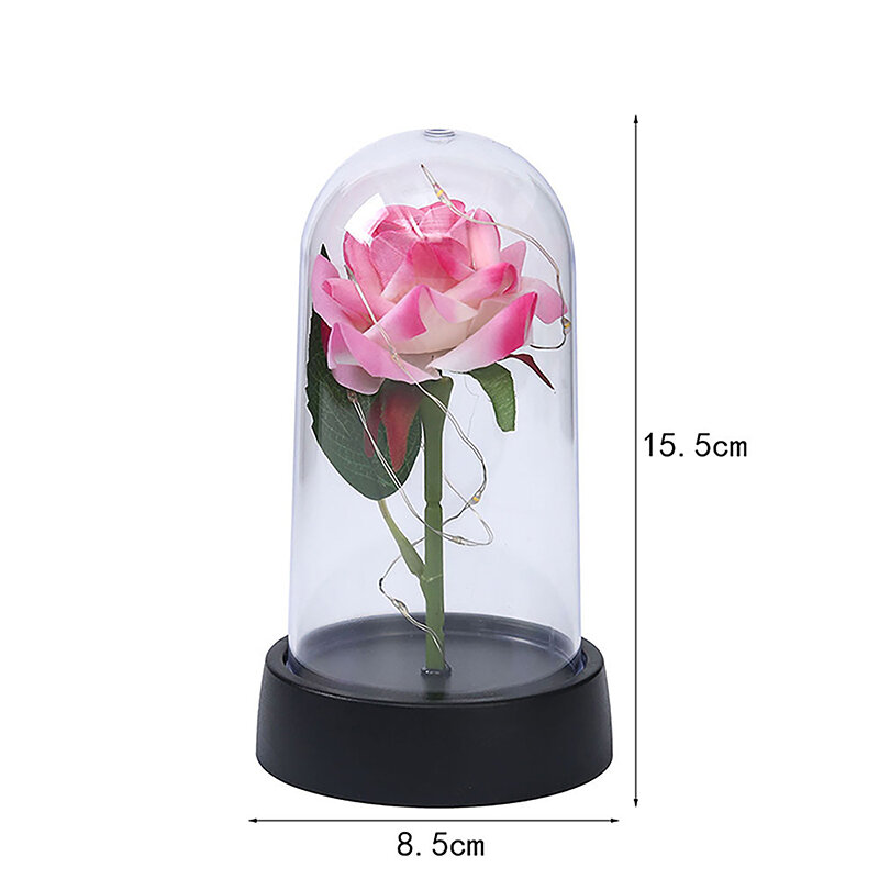 Kreative Rose Nachtlicht basis mit LED-Lichterkette Blume transparente Glas abdeckung Lampen schirm Simulation Blume Wohnkultur Geschenk