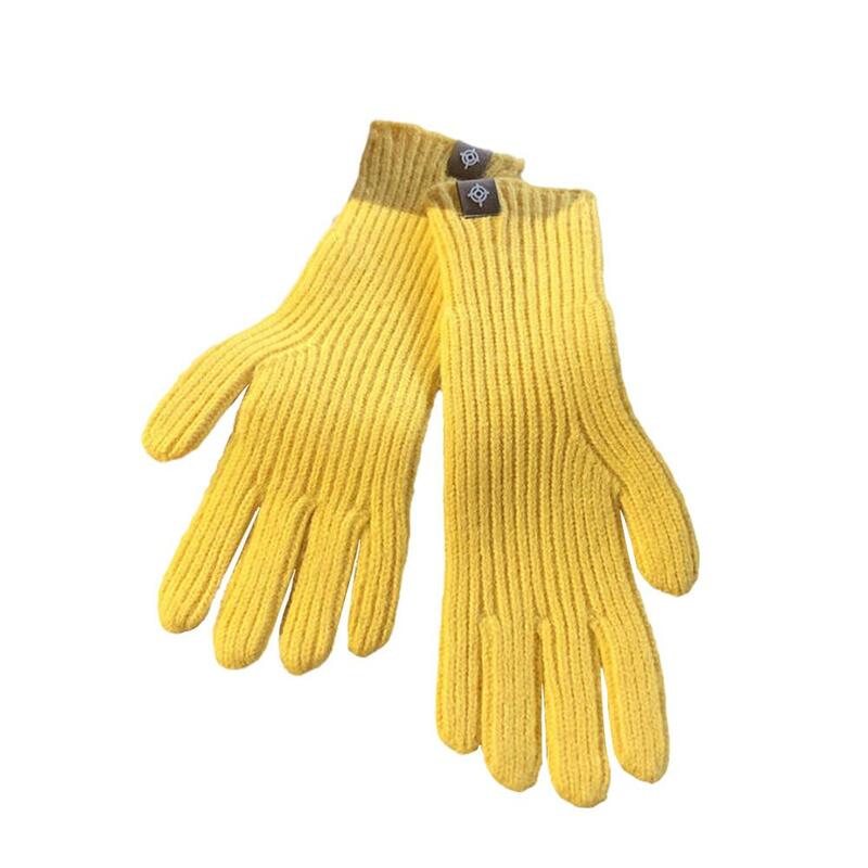 Зимние теплые вязаные перчатки с закрытыми пальцами, однотонные Трикотажные мужские перчатки для езды на велосипеде и вождения Q9W1