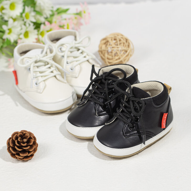 2023 Classic Newborn Baby Shoes Retro Leather Boy Girl Shoes Casual Comfor Rubber Sole Anti-Slip First Walkers Sports Shoes