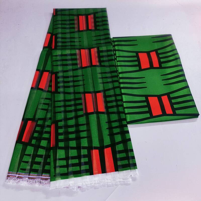 2024 baru Desing Afrika kain6 yard kain sutra Satin Organza kualitas tinggi dicetak kain Satin untuk gaun pesta.