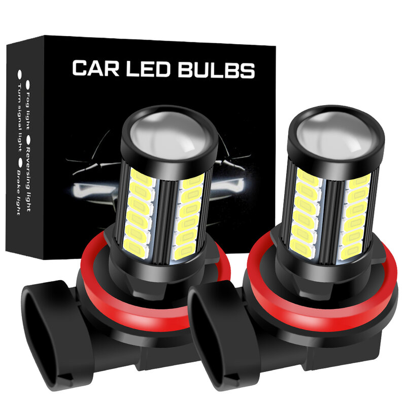 Ampoule LED anti-brouillard jaune pour voiture, lampe automatique, pas pour lumières de sauna, H11, H8, 9006, HB4, 9005, HB3, PSX24W, H16, PSX26W, P13W, 5730, 6000K, 2 pièces