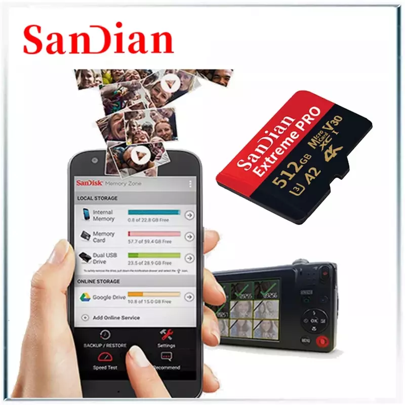 정품 마이크로 TF SD 카드, 1TB 고속 128GB TF SD 메모리 카드, 휴대폰 컴퓨터 카메라, 512GB 플래시 메모리 카드, MP3 MP4