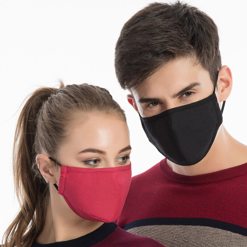Mascarilla facial de algodón antipolvo PM2.5, máscara con filtro de carbón activado, lavable y reutilizable, color negro