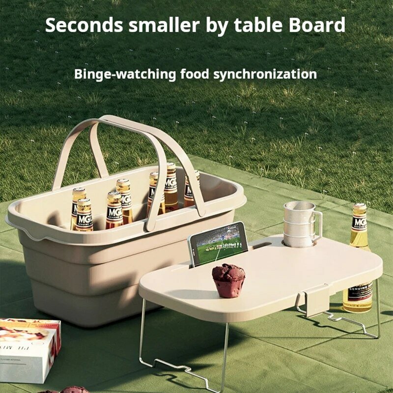 테이블 보드가 있는 야외 피크닉 바구니, 접이식 다기능 대용량 운반 바구니, 보관 용품