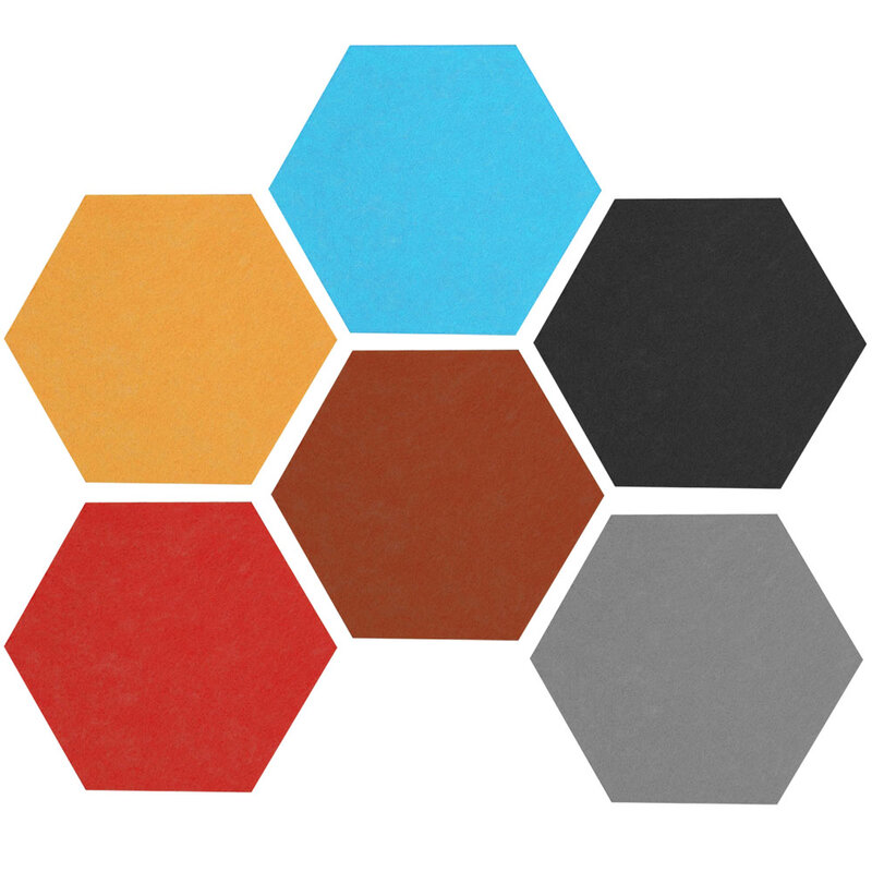6PCS Assorted Colors Self-adhesive Hexagonal Felt Wall Bulletin Memo Photos Letter Message Display Board for Home Decoration