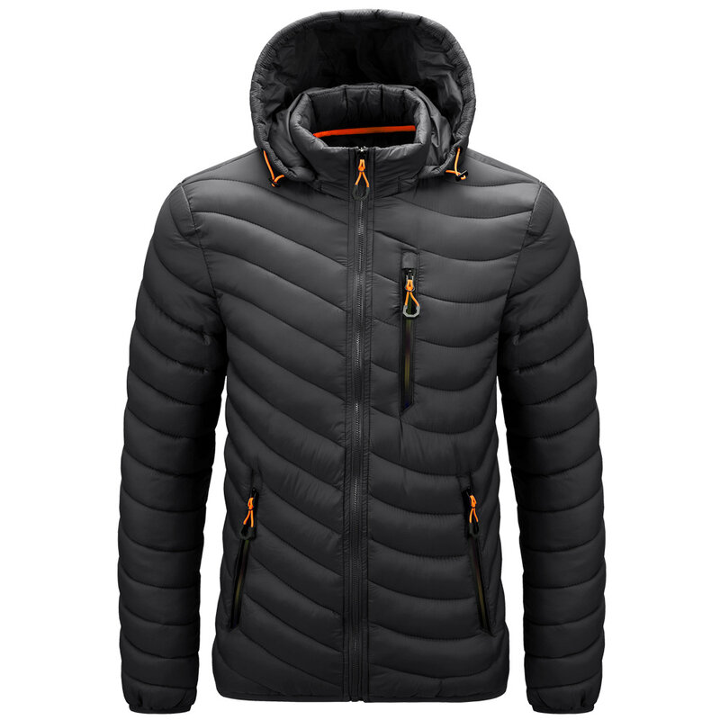 Blusão ultraleve de gola com capuz masculino, casacos casuais, roupas quentes, preto, outono, inverno, 2021