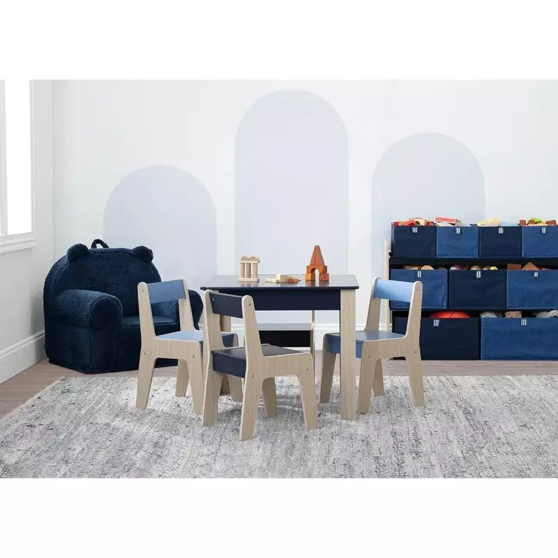 Children 4-Piece Table and Chair Set Wooden Children's Table and Chairs Study Reading Game Childrens Furniture