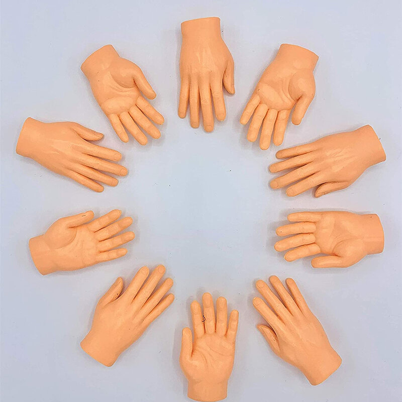 6 Finger Hands Premium Rubber Fun Realistic Little Tiny Finger Hands Novelty Tricky Simulation Palm Kids Adult Petting Cat Toys