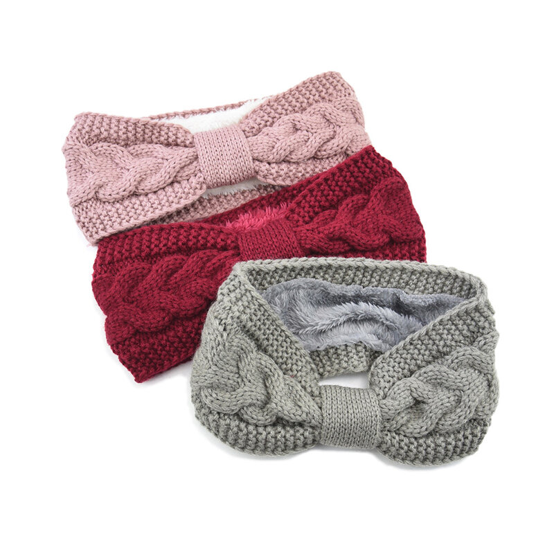 Fasce lavorate a maglia invernali per le donne scaldino per le orecchie in lana caldo con nodo incrociato turbante copricapo per ragazze accessori per capelli con fascia per capelli