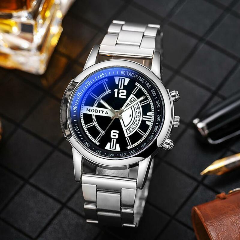 Reloj de pulsera de acero para hombre, elegante reloj de cuarzo con esfera redonda, estilo Formal de negocios, resistente a los arañazos, preciso