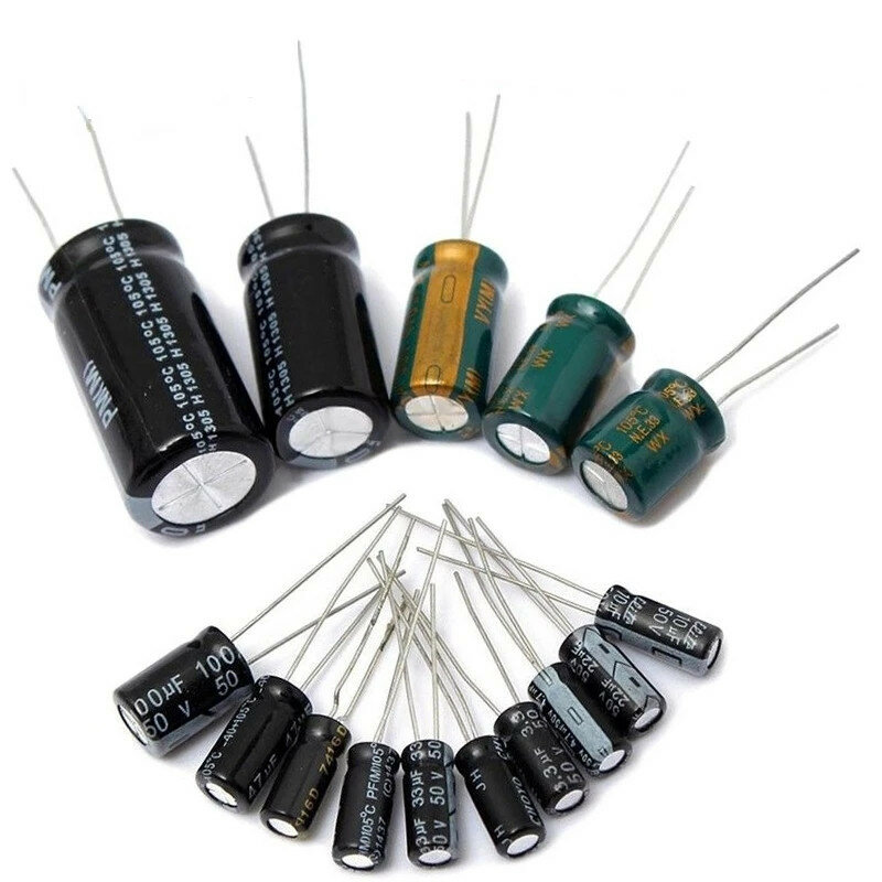 Набор электролитических конденсаторов 500 шт., 24 значения, смешанные электролитические конденсаторы SMD, 10 в, 16 В, 25 В, 50 в, 0,1 мкФ-1000 мкФ для Arduino