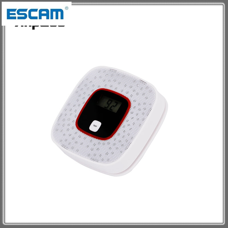 Capteur de gaz CO photoélectrique indépendant, écran LCD, alarme d'intoxication au monoxyde de carbone, détecteur de CO sans fil, alarme vocale pour la maison, ESCAM AL616