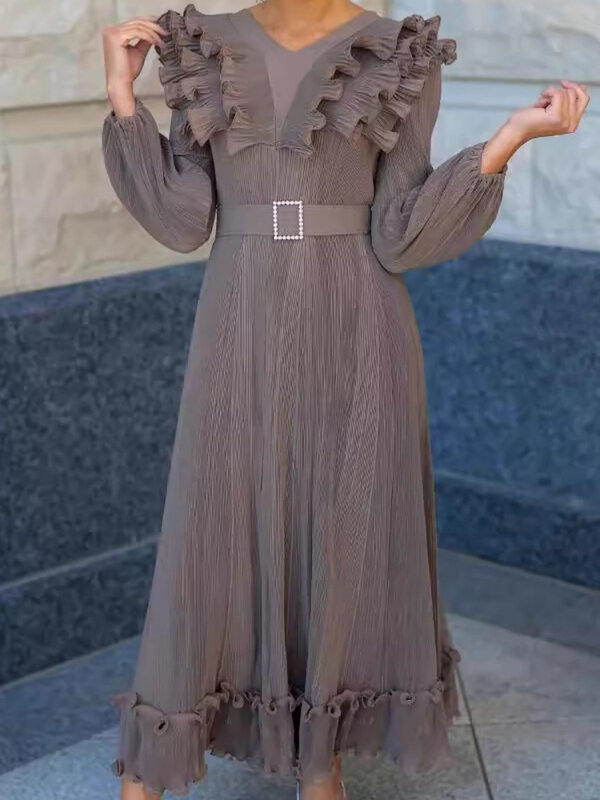 주름진 주름 가장자리 원피스 여성 의류, 슬림하고 세련된 여름 드레스, 2024 신상 플리츠