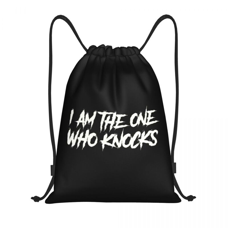 I Am The One Who Knocks Drawstring Backpack Sports Gym Bag for Women Men Breaking Bad Quote Training Sackpack