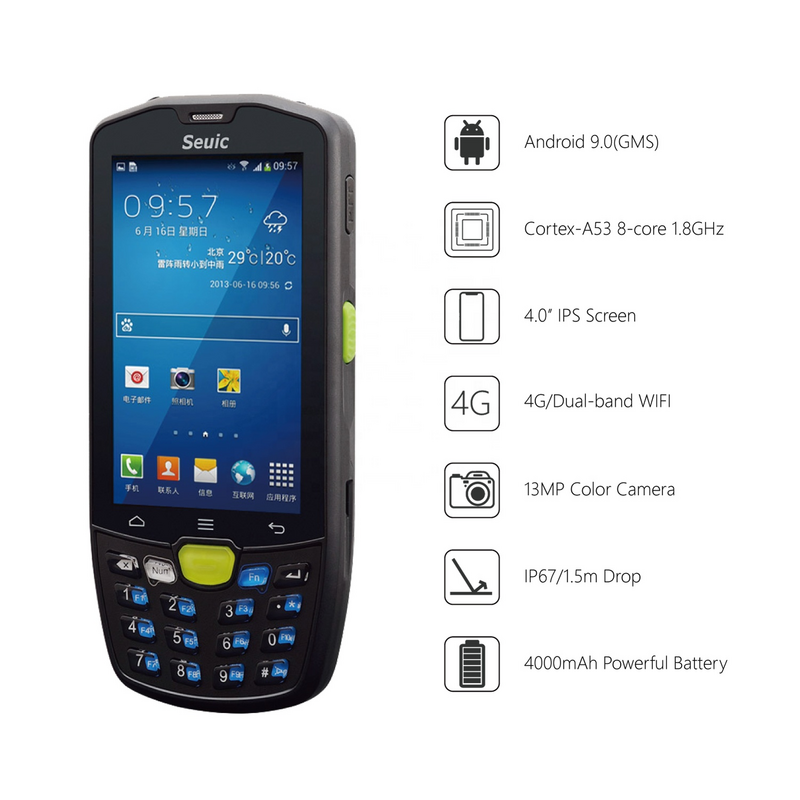 Terminal mobile portable Android robuste Factory Autoid 9, code à barres 1D OJ QR, PDA, certificat CE, FCC, RoHS, CCC