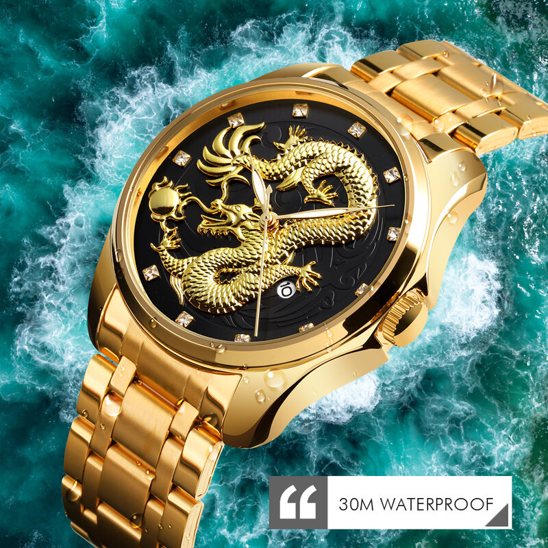 SKMEI-reloj con relieve tridimensional para hombre, cronógrafo con diamantes de imitación, luminoso, de acero inoxidable, resistente al agua, 9193