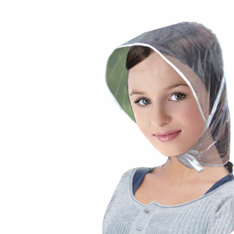 Impermeável transparente cabelo Bonnet Hood Hat, chuva Cap