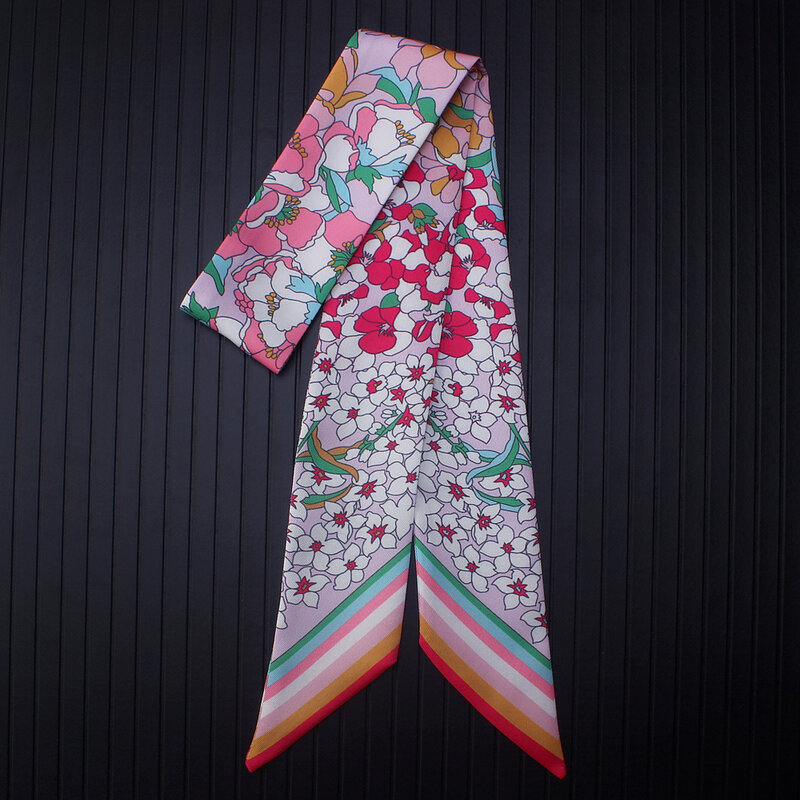 POBING – petit Foulard en soie pour femmes, 90x5CM, imprimé Floral, marque de luxe, cravate à la mode