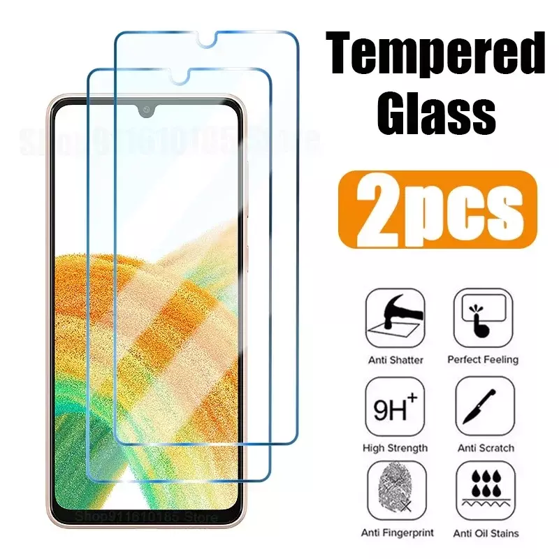 2PCS Tempered Glass for Samsung Galaxy A24 A34 A14 A12 A73 A53 A33 A13 A23 5G A52 A50 A72 M21 M31 S23 S22 Plus Protective Glass