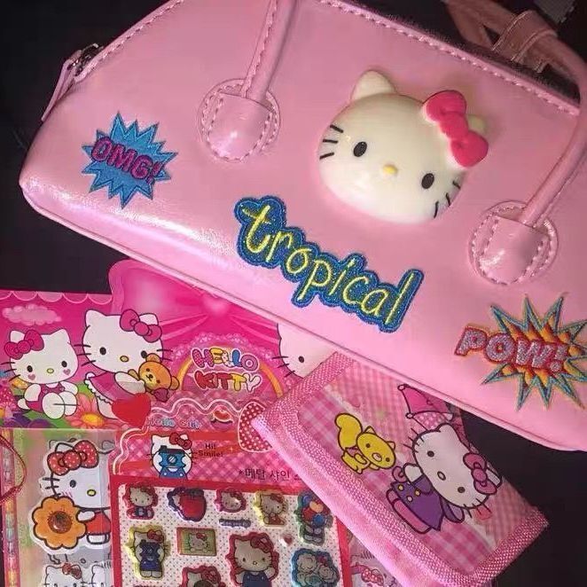 Sanrio Hello kitty Candy Shell Tasche Französisch Stick Achsel Schulter Handtasche Pu Vintage rosa Seiten tasche 90er Jahre y2k süße heiße Mädchen Handtasche
