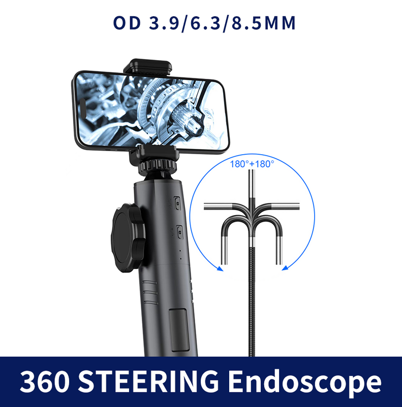 3.9MM / 6MM Turning Endoscope Camera for Cars 180° Steering Industrial Borescope Endoscopic Inspection Cam iPhone Android PC