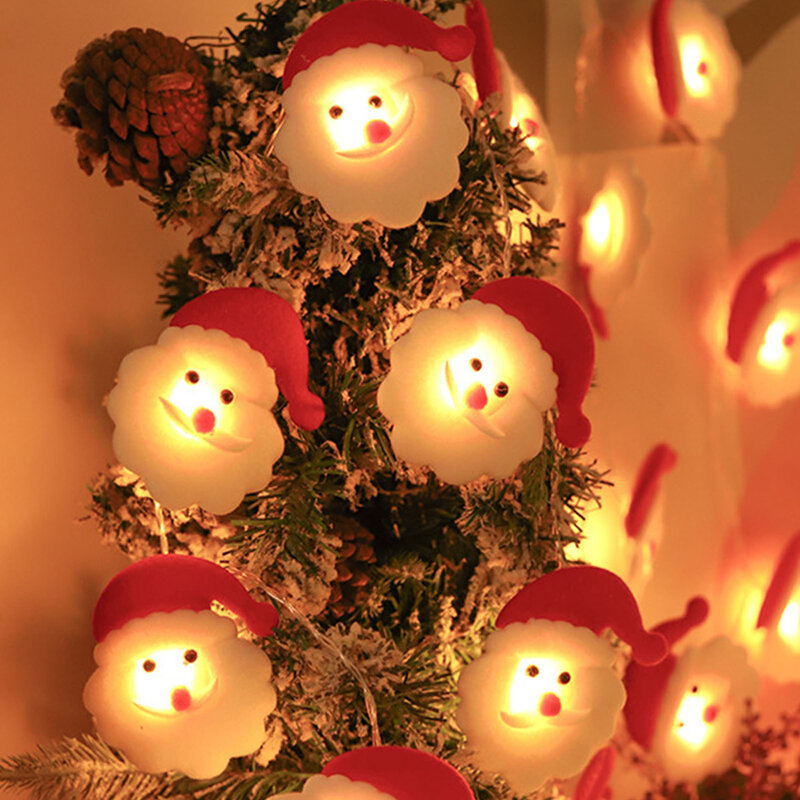Рождественская гирлянда с изображением снеговика Санта-Клауса, легко использовать, милые светильники, подарок для семьи, друга, соседа, украшение для рождественской елки