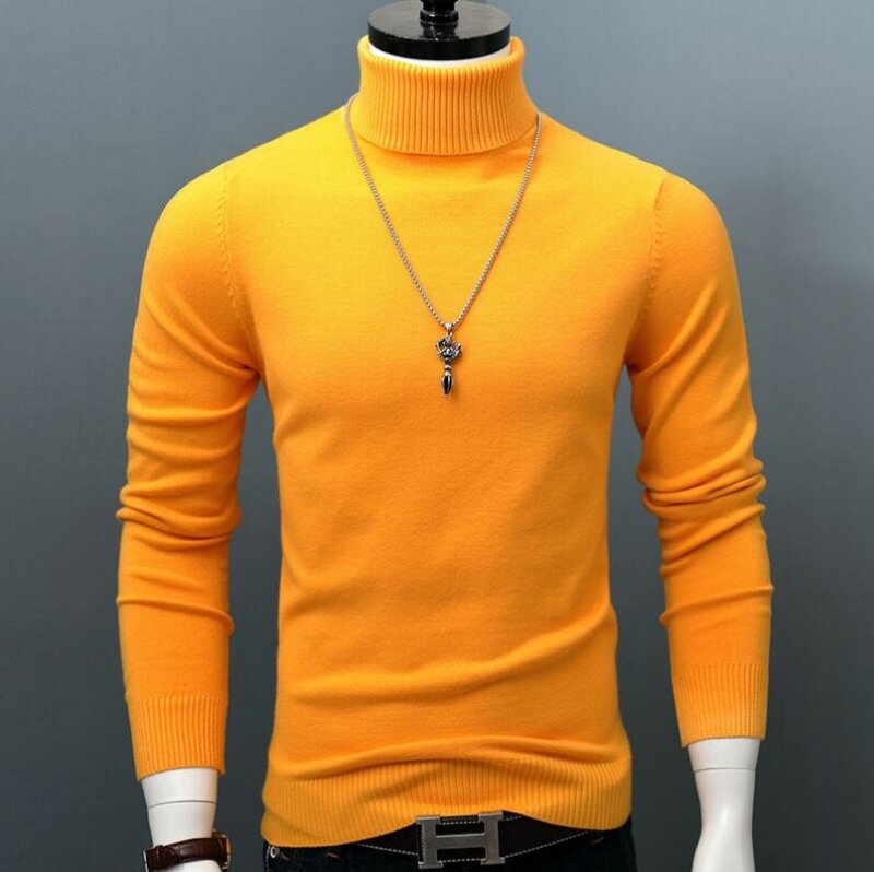 Suéter grueso y cálido de cuello alto para hombre, Jersey ajustado de marca clásica, informal, talla S-3XL, invierno, 2023
