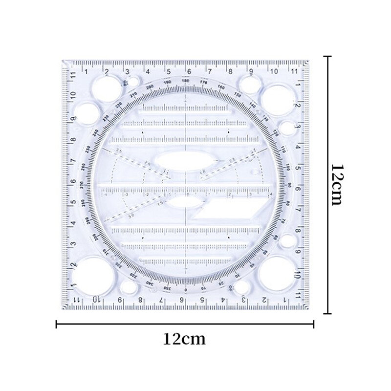 Regla de plantilla circular, regla de dibujo, fabricante de ángulos y círculos, diseño de arte, herramienta de medición de geometría estéreo, 1 unidad