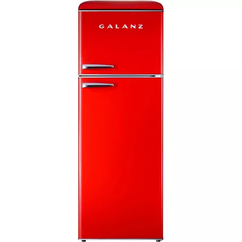 Galanz-refrigerador GLR12TRDEFR de doble puerta, Control de termostato eléctrico ajustable con compartimento para congelador de montaje superior