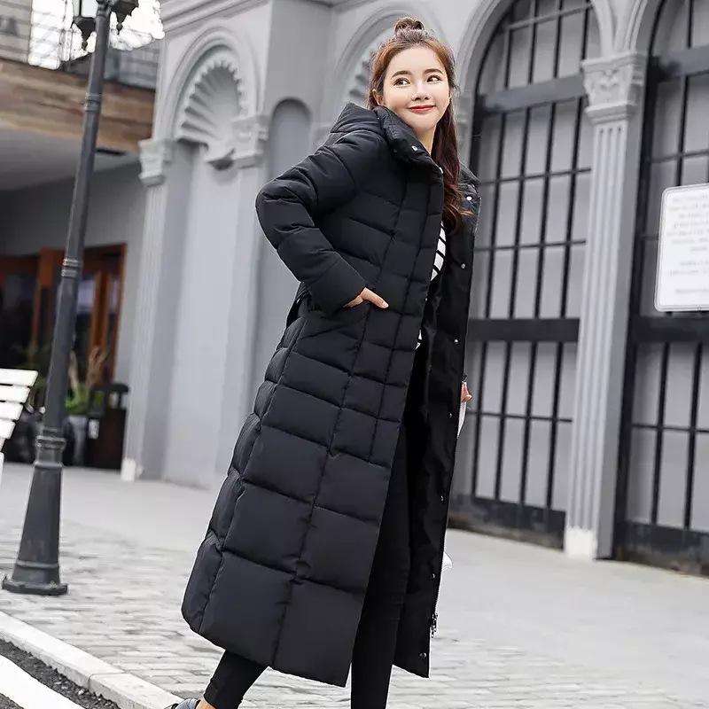 여성용 롱 코트 파카, 겨울 캐주얼 단색 지퍼 포켓 코튼 패딩, 따뜻한 후드 맥시 퍼퍼 코트 재킷, 6 가지 색상