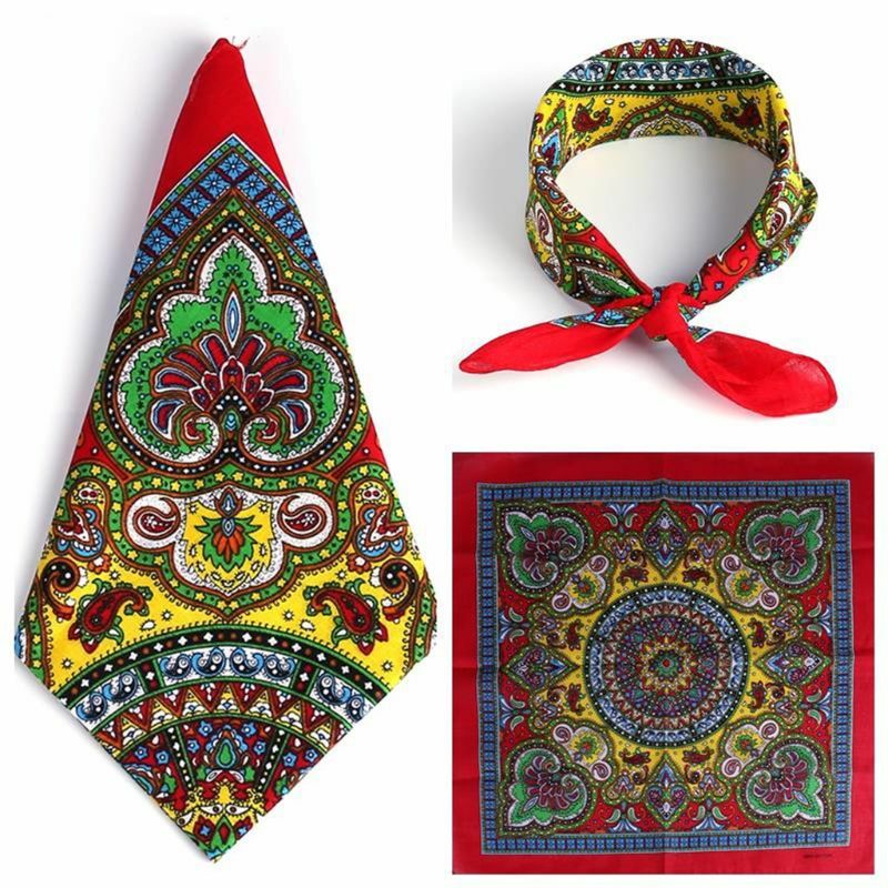 Бандана многофункциональная из хлопка в стиле хип-хоп, квадратный шарф, цветная повязка на голову с пейсли принтом