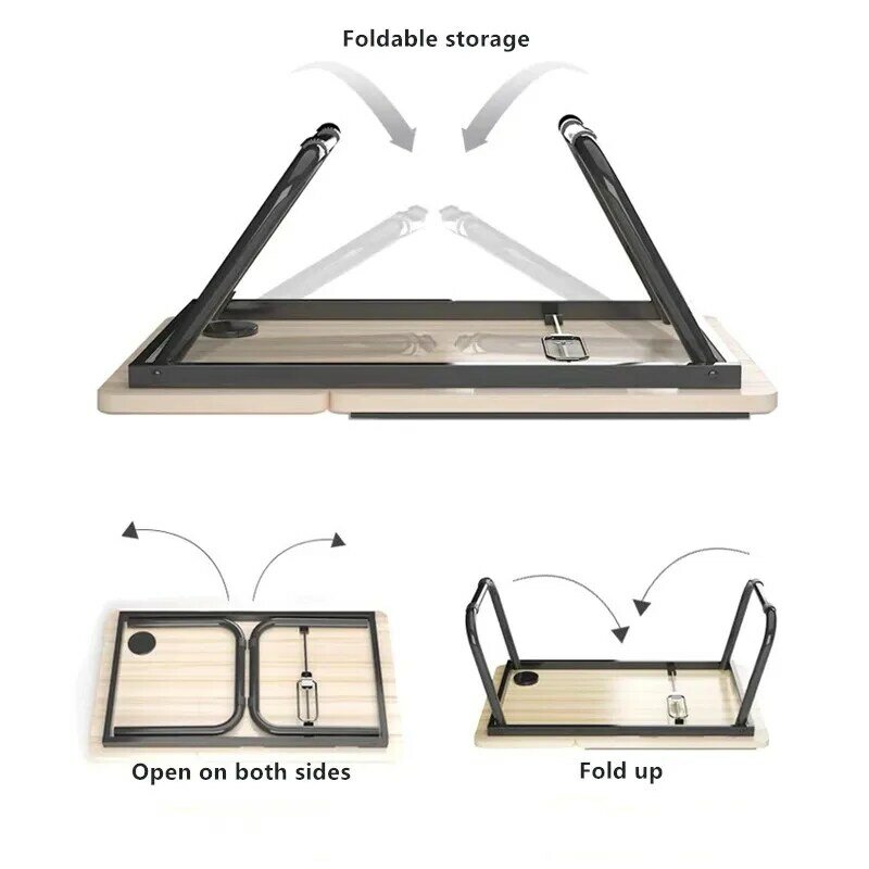 Mesa dobrável para laptop, bandeja portátil para sofá e mesa dobrável com 4 ângulos ajustável e suporte para copo para laptop