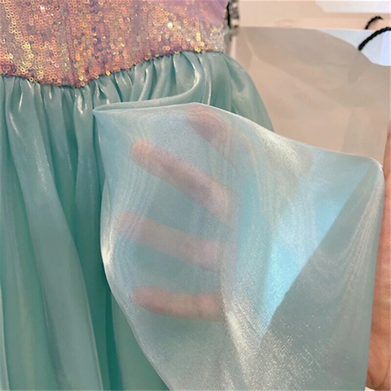 Summer Casual Dress Mermaid Princess Style Mesh Soft And Skin Friendly Fashion Skirt Sleeveless Knee Length Dresses 1-8 Years