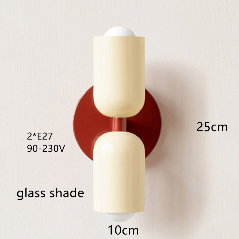 Nordic Simple Modern Creamy Color Double Lightb Living Room Personality Creativity Hotel Room Background Decoration Wall Lamp