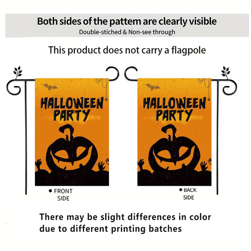 1pc Magic pumpkin lantern pattern flag, bandiera da giardino stampata su entrambi i lati di Halloween, decorazione del cortile della fattoria, senza aste di bandiera