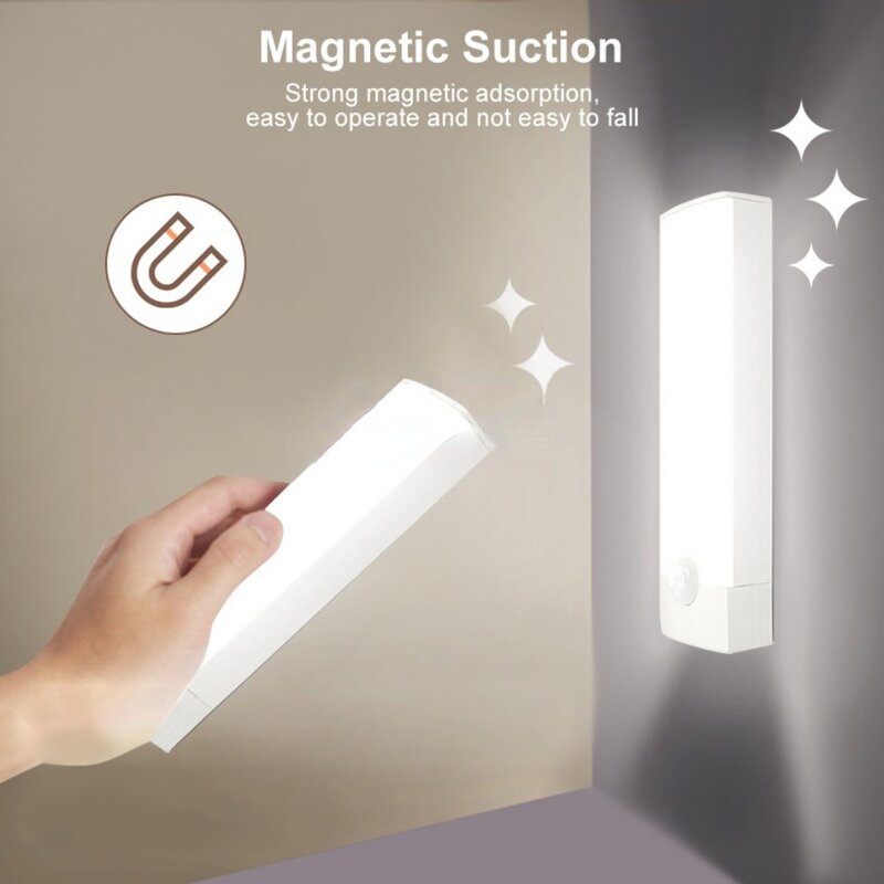 Veilleuse LED aste sans fil avec capteur de mouvement, type C, lampe d'armoire, rétroéclairage d'escalier pour cuisine