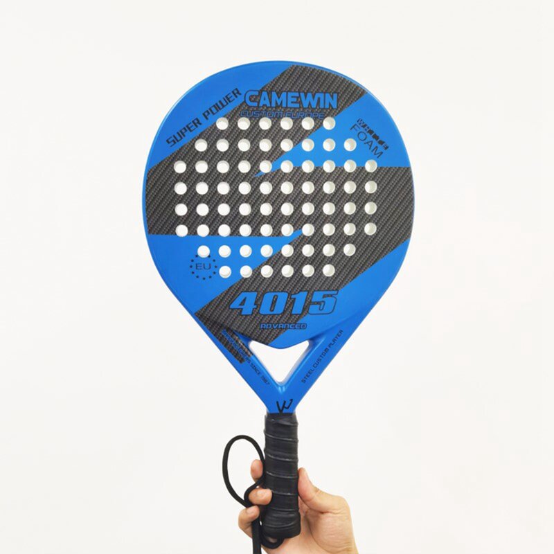 Camewin Padel Racket Beach Tennis Carbon Fiber and EVA Smooth Surface Durable Power Lite Paddleball Paddle Racket,White