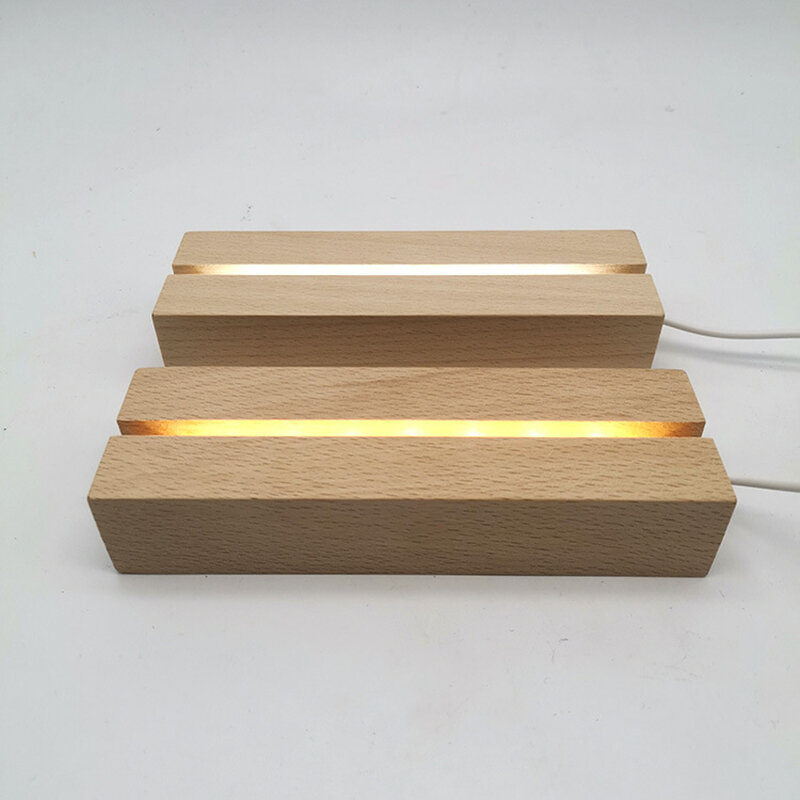 Aksesori Lampu Led 5Mm Dudukan Display Kayu Dasar Lampu RGB Putih Hangat dengan Kabel USB untuk Lampu Meja Resin Akrilik DIY