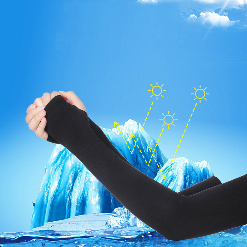 Gorąca wyprzedaż! Unisex letni rękaw na palce lodowy, wysoki, elastyczny rękaw na łokieć lodowy jedwab jazda na zewnątrz mankiety do jazdy wędkarski bez palców