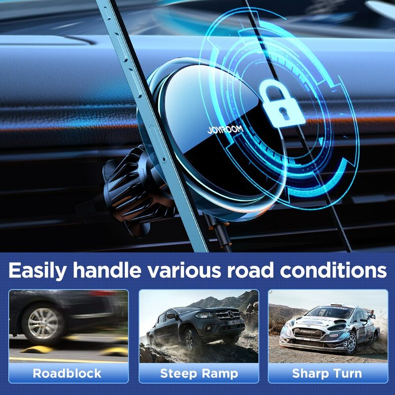 Pomerroom-Support de téléphone magnétique pour voiture, chargeur sans fil, lumière bleue, iPhone 14 13 12 Pro Max
