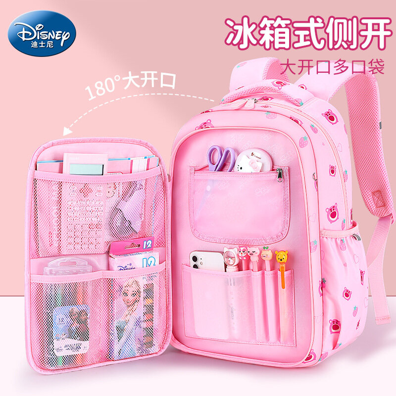 Disney Strawberry Bear Schoolbag Primary School Students' Large-capacity Girls' 2023 New Girls' Girls' High-value Schoolbags