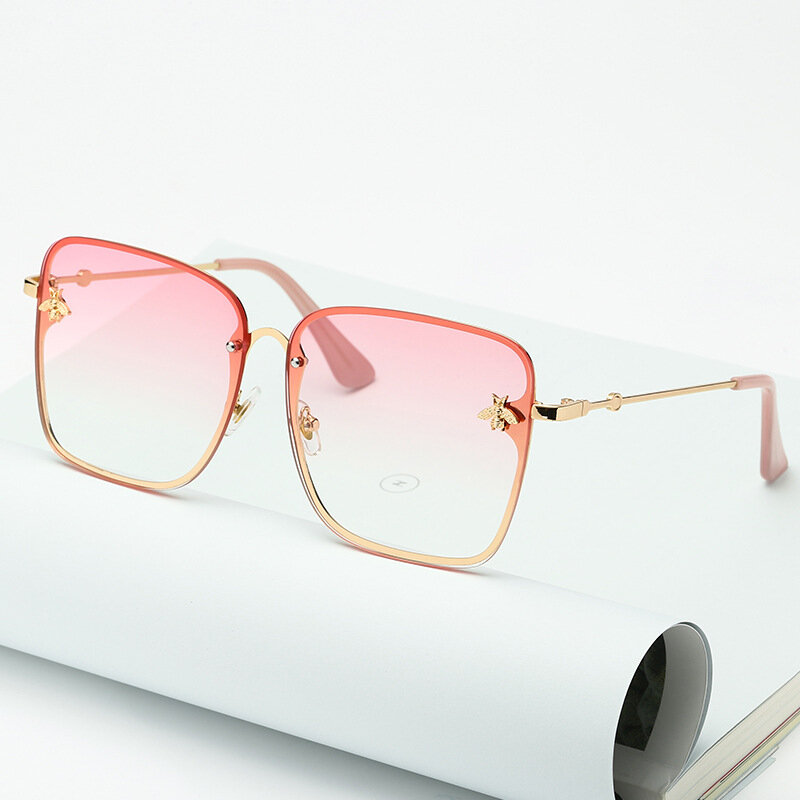 Óculos de sol sem aro quadrado para mulheres, pequenos óculos de sol gradiente, oversize, marca feminina, nova moda, UV400