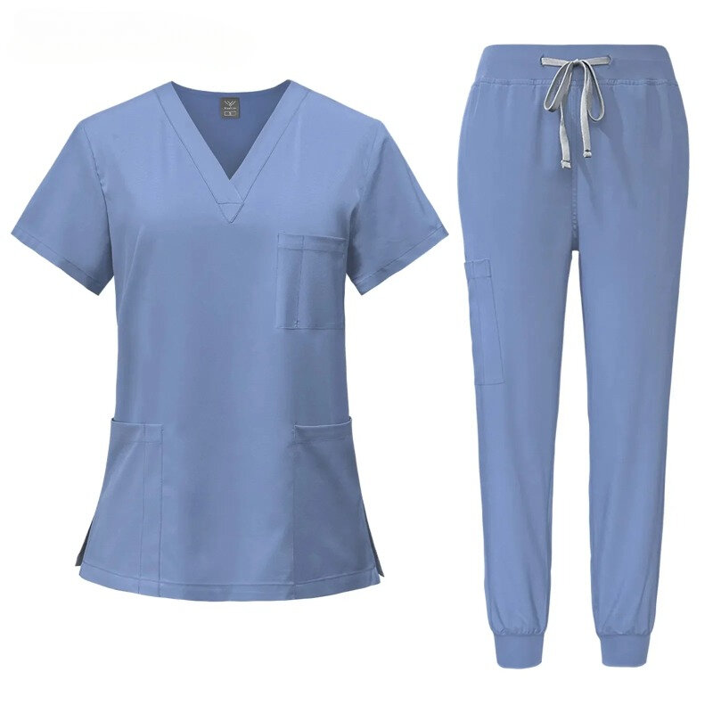 Wielokolorowy Unisex apteka z krótkim rękawem strój pielęgniarki szpitalny lekarz odzież robocza ustna chirurgia stomatologiczna komplety peelingi medyczne