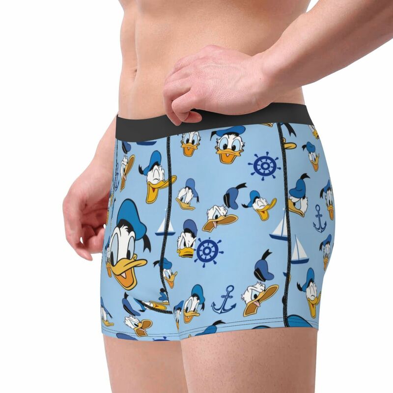 Disney cartoon boxers para homens, calcinha confortável com design pato donald, moda cueca