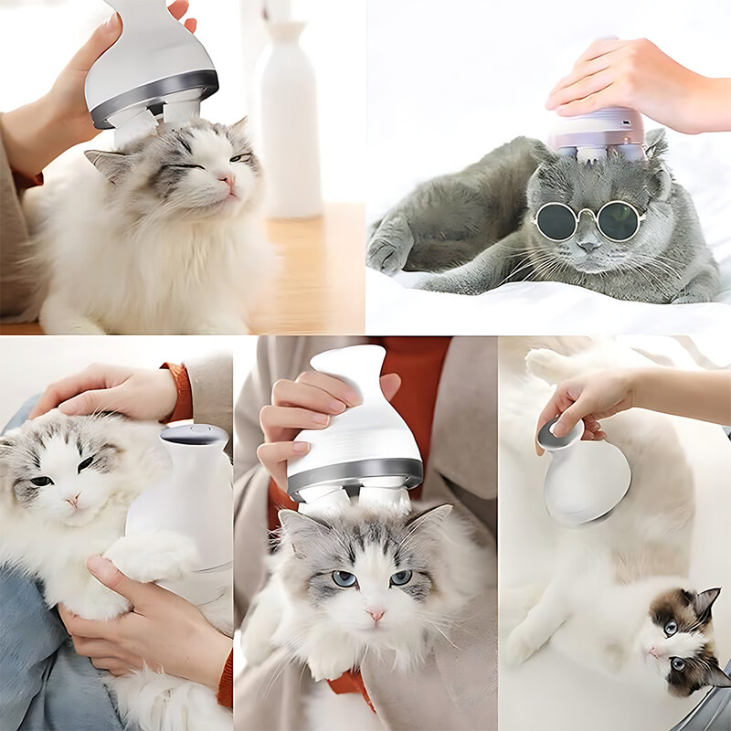 Masajeador de cabeza de gato multifuncional, práctico y portátil, relajación del cuero cabelludo