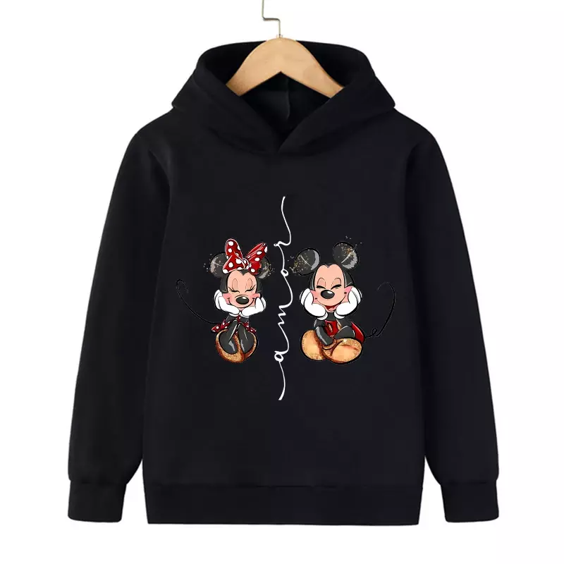 Толстовка с капюшоном для мужчин и женщин, Детский свитшот с мультипликационным рисунком Микки и Минни Маус, детский топ