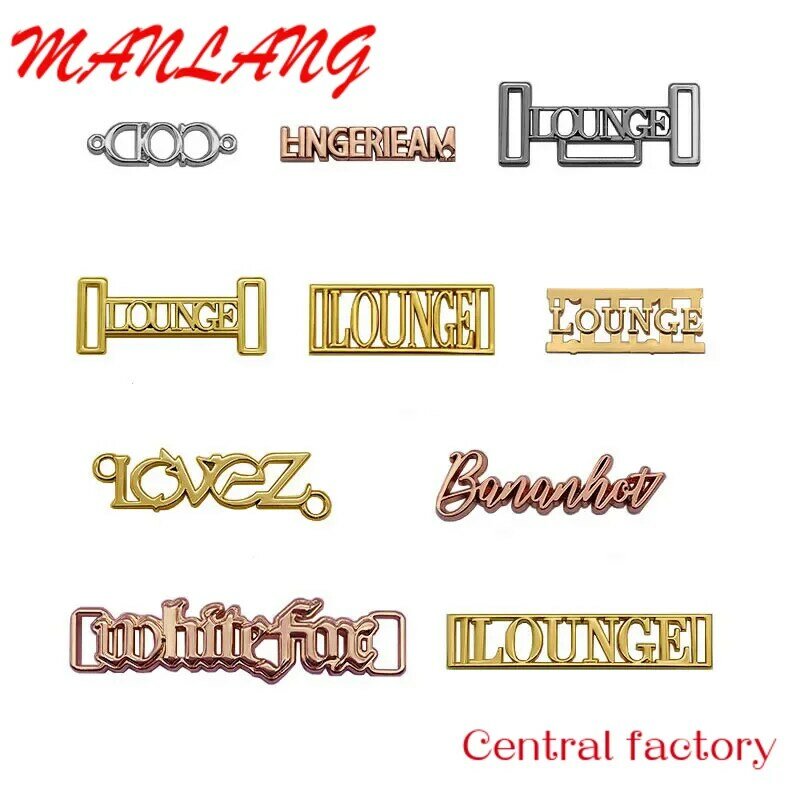 Custom  Custom metal engraved logo tags name letter plate clothing sewing labels for garment swimwear