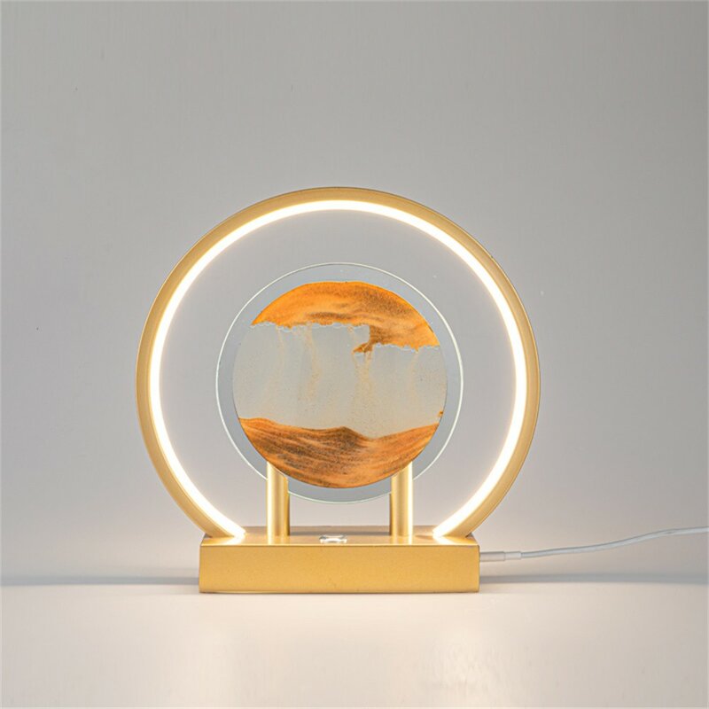 3D Moving Sand Art Picture Round Glass Deep Sea Sandscape Quicksand Craft Flowing Sand Painting Bedside Lamp Sands of Time Lamp