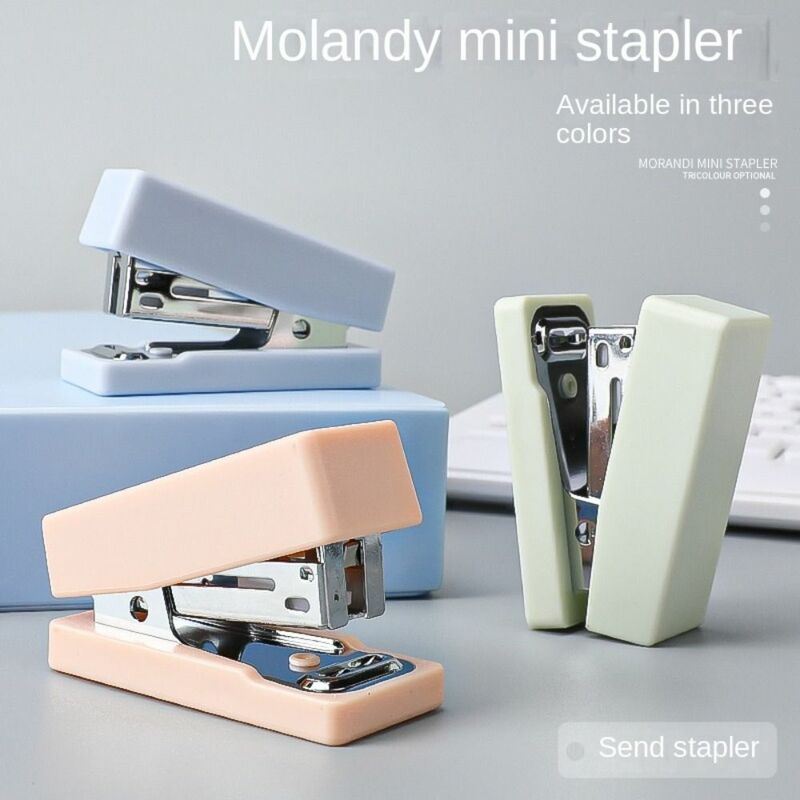 Paper Binding Paper Stapler Cartoon Stationery Morandi Stapler Set Metal Durable Binding Machine Office Accessories