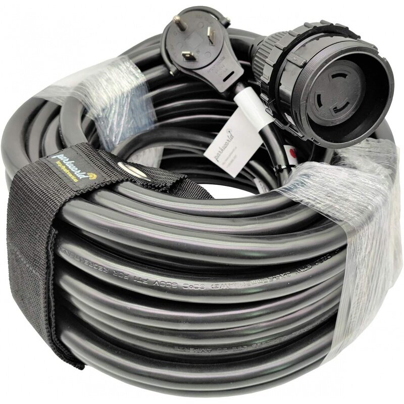 Parkworld 62428 RV Shore Power 30A Extension Cord Adapter TT-30P to L5-30R (100FT)
